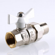 Кран шаровый "VALTEC" BASE с полусгоном ⌀ 1/2-3/4" внутренняя/наружная белая бабочка