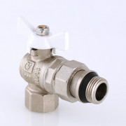 Кран шаровый "VALTEC" BASE с полусгоном угловой ⌀ 1/2-3/4" г/ш с доп. уплотнением белая бабочка