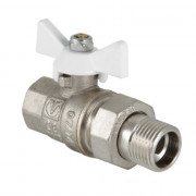 Кран шаровый "VALTEC" BASE с полусгоном ⌀ 1/2-3/4" внутренняя/наружная белая бабочка