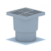 Трап пласт. нрег.верт. d=110 мм 150х150 мм, мет.решетка, гидрозатвор