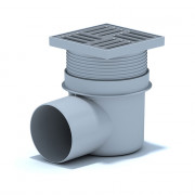 Трап пласт. регул.гориз. d=110 мм 150х150 мм, мет.решетка, гидрозатвор
