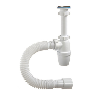 Сифон для раковины Orio 1 14х40 мм с удлин. патрубком и гибкой трубой Сифон для раковины Orio 1 14х40 мм с удлин. патрубком и гибкой трубой