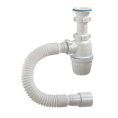 Сифон бутылочный Orio 1 12х40 мм с пластик. решеткой и гибкой трубой Сифон бутылочный Orio 1 12х40 мм с пластик. решеткой и гибкой трубой